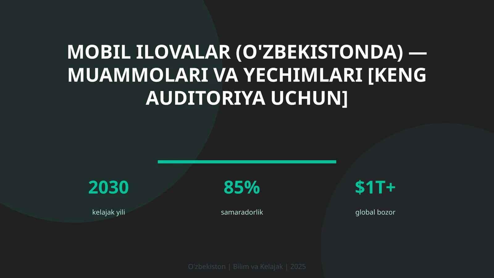 MOBIL ILOVALAR (O'ZBEKISTONDA) — MUAMMOLARI VA YECHIMLARI [KENG AUDITORIYA UCHUN]