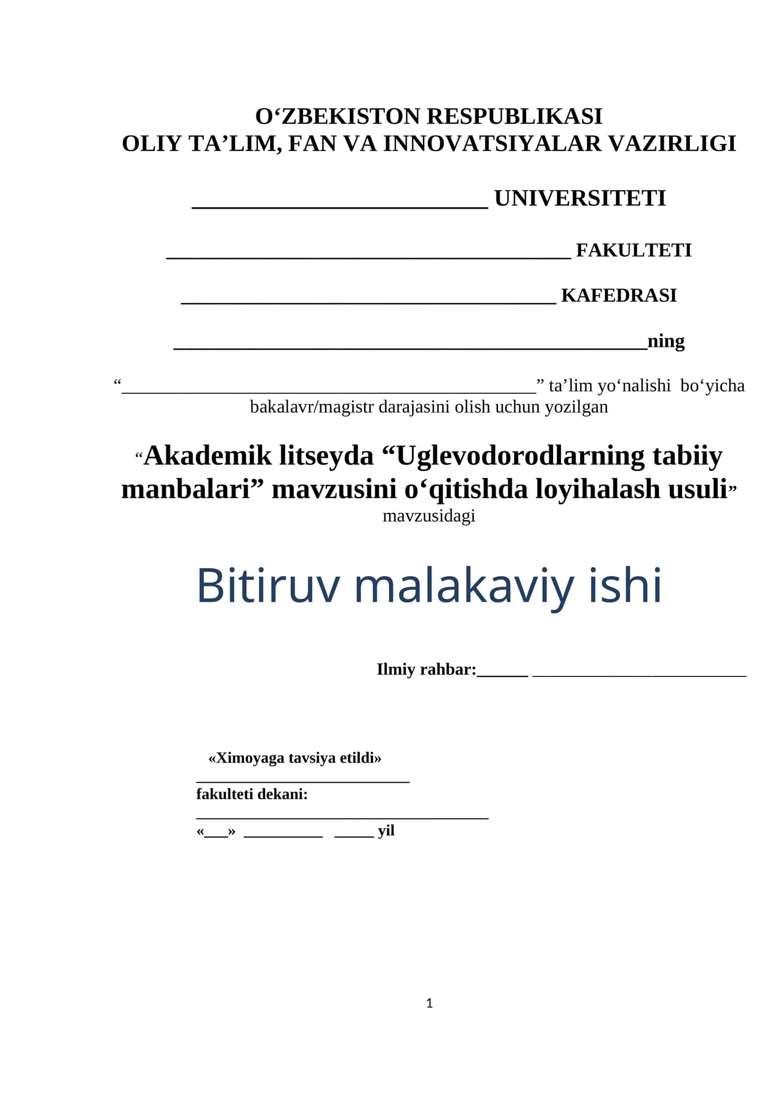 Akadеmik litsеyda “Uglеvоdоrоdlarning tabiiy manbalari” mavzusini o‘qitishda lоyihalash usuli