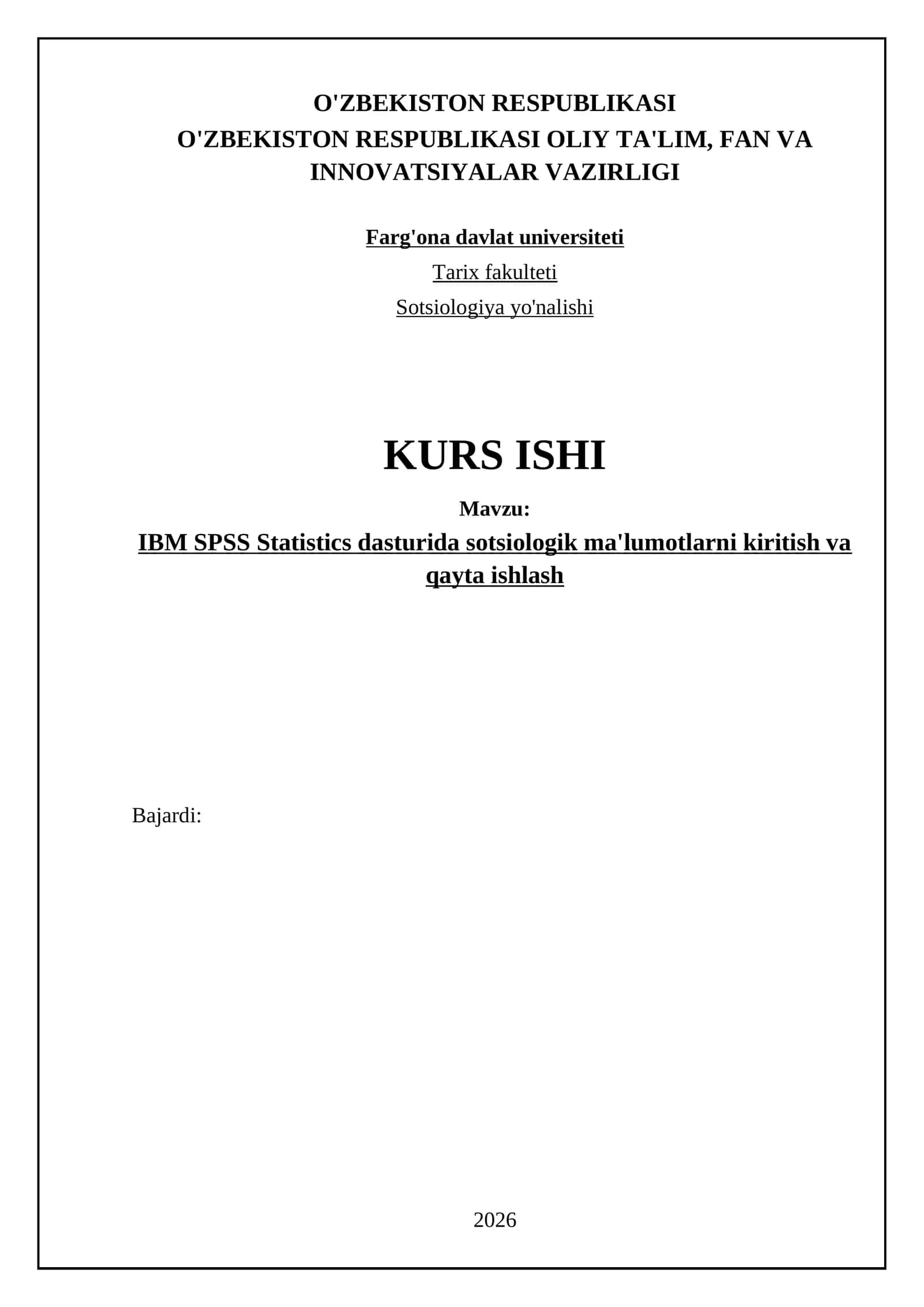 IBM SPSS Statistics'da Sotsiologik Ma'lumotlarni Kiritish va Qayta ishlash