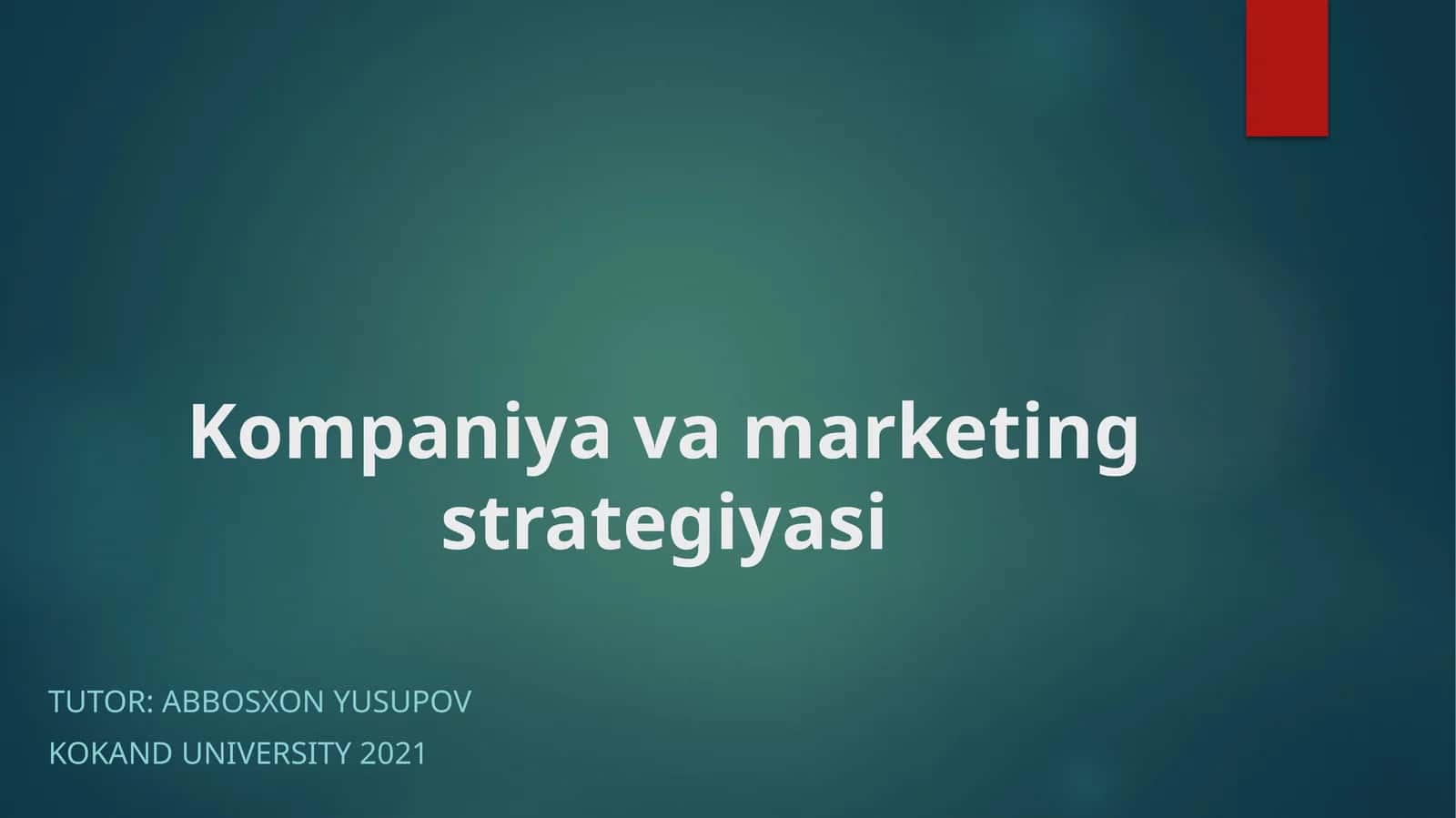 Kompaniya va marketing strategiyasi