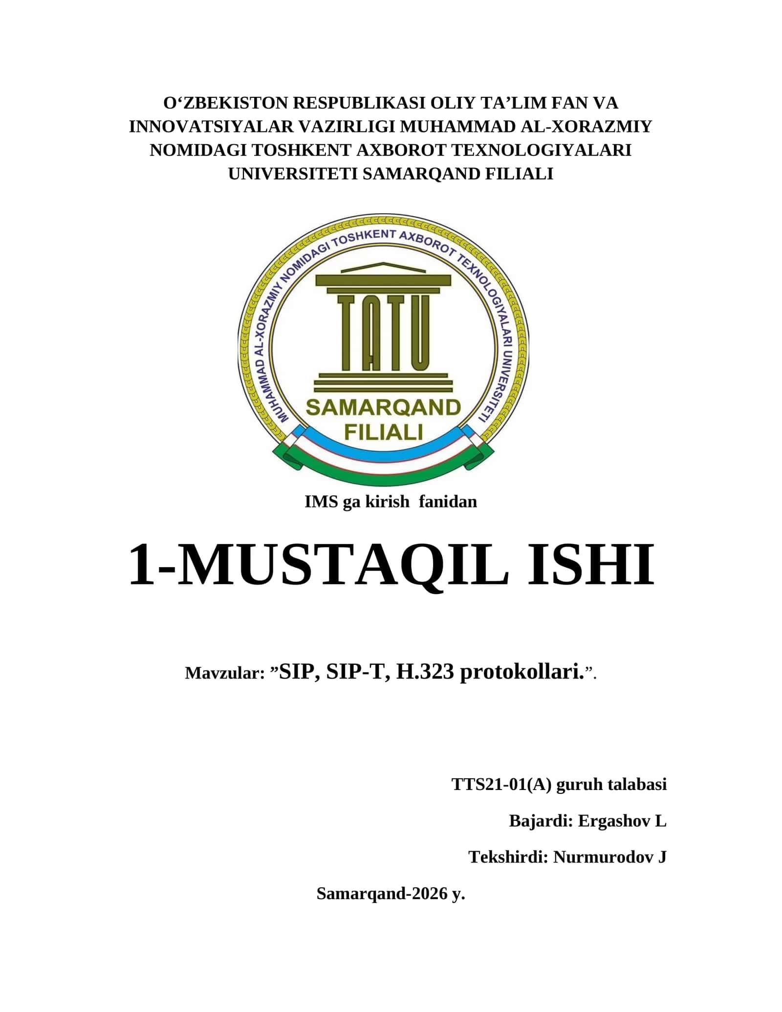 SIP, SIP-T, H.323 protokollari