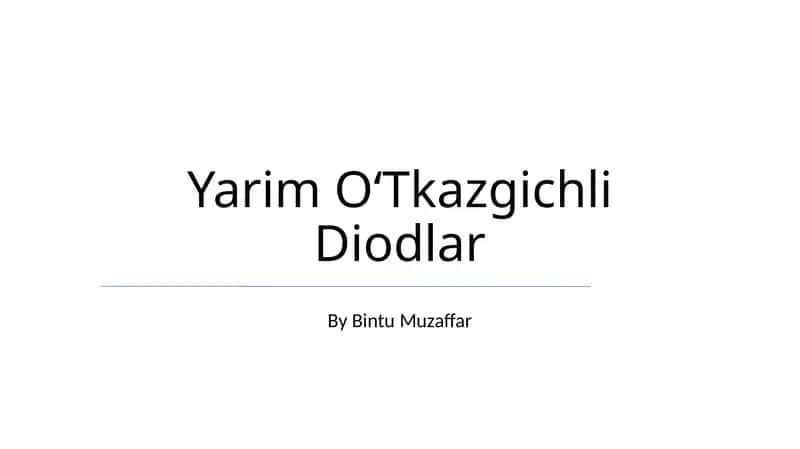 Yarim OʻTkazgichli Diodlar