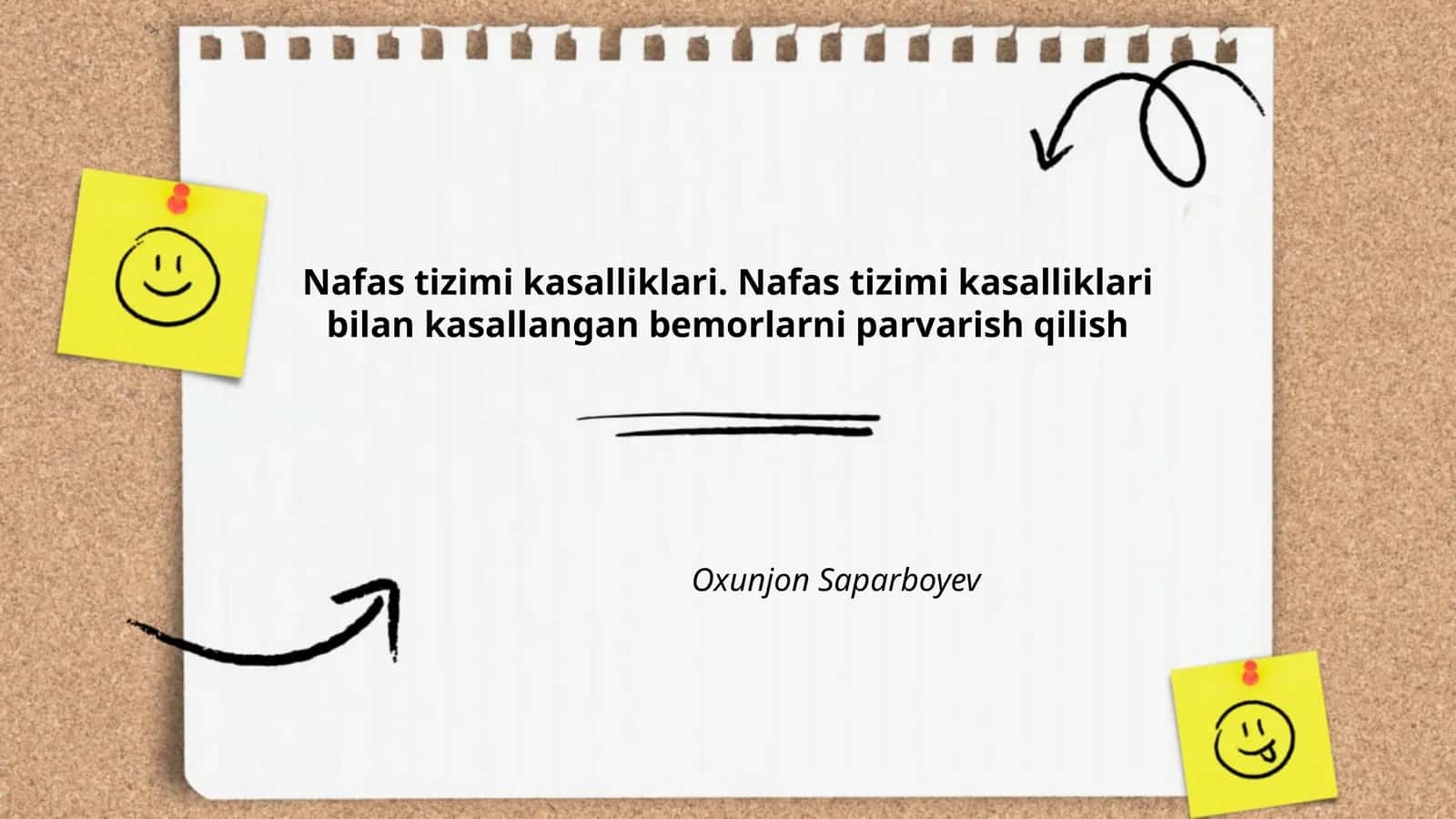 Nafas tizimi kasalliklari. Nafas tizimi kasalliklari bilan kasallangan bemorlarni parvarish qilish
