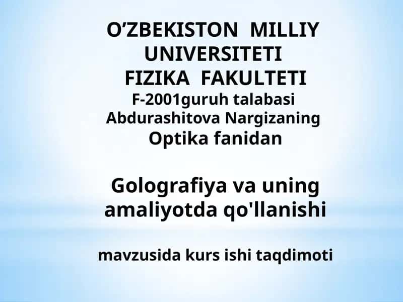 Optika fanidan Golografiya