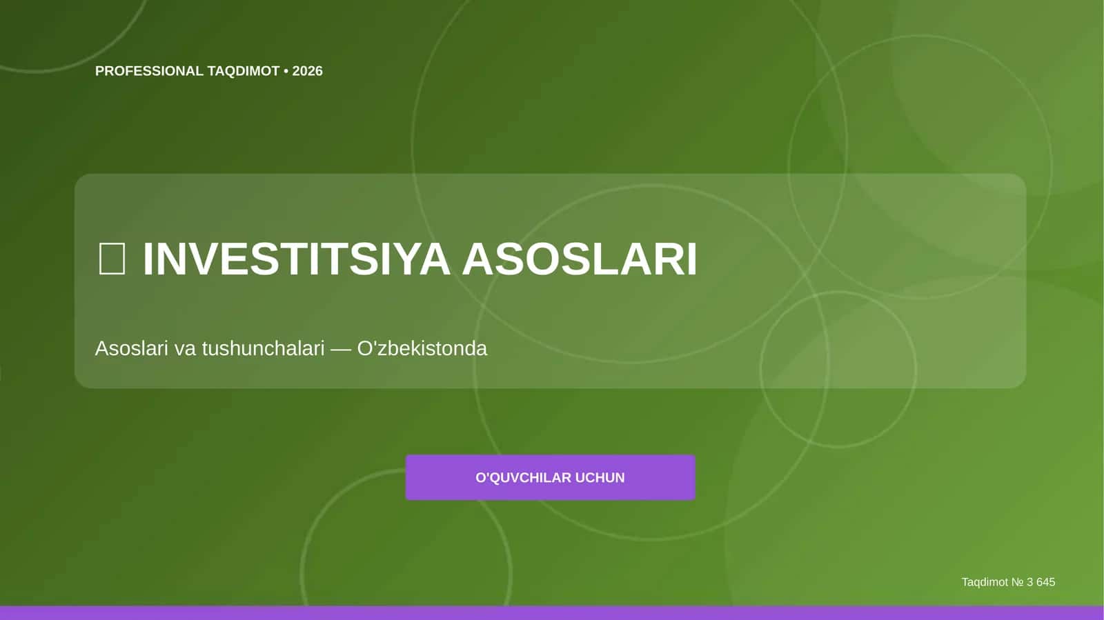 INVESTITSIYA ASOSLARI