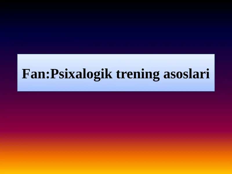 Stresni bartaraf etuvchi treninglar