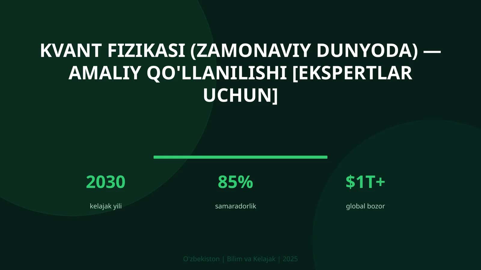 Kvant fizikasi (zamonaviy dunyoda) — amaliy qo'llanilishi [ekspertlar uchun]