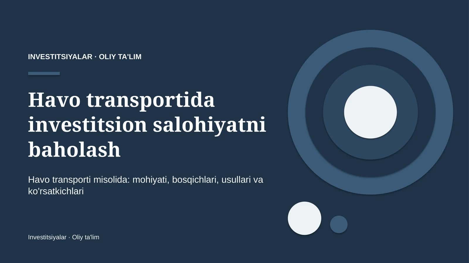 Havo transportida investitsion salohiyatni baholash
