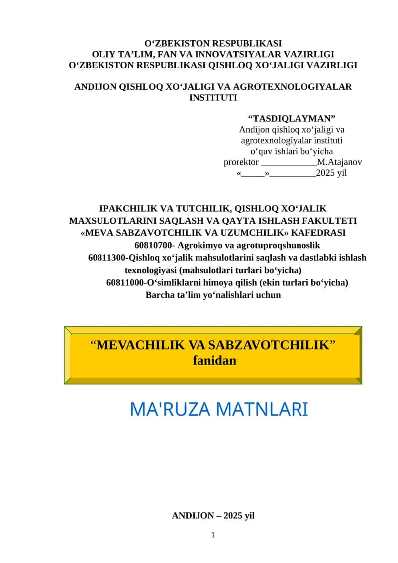 Mevachilik va sabzavotchilik
