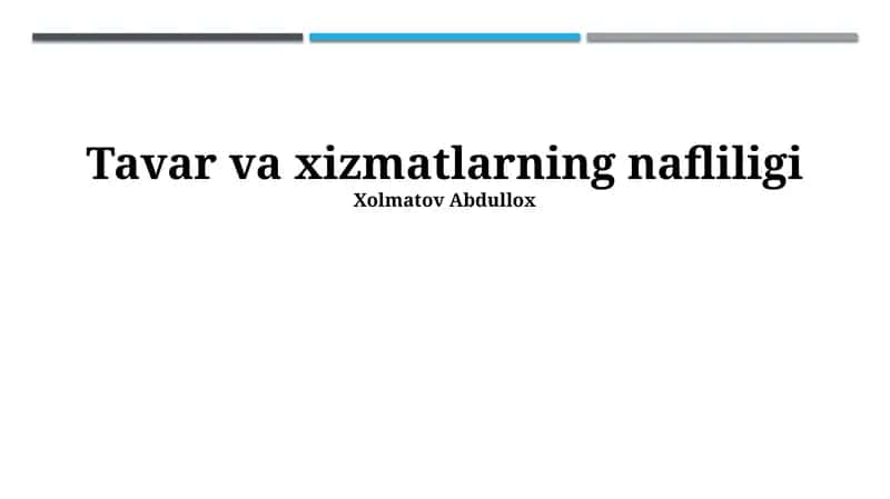 Kundalik hayotda tovar va xizmatlar