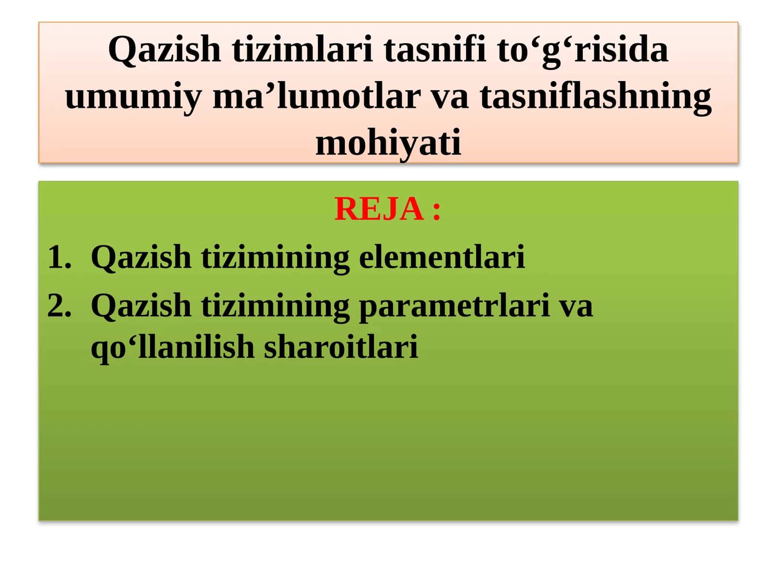 Qazishtizimlari tasnifi