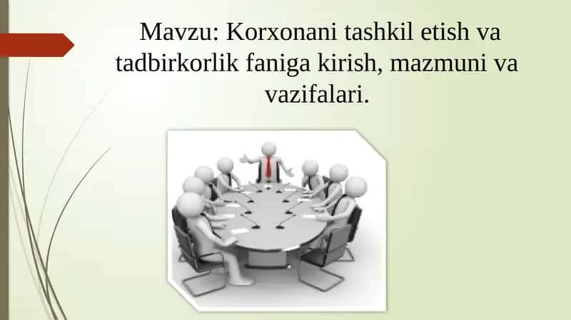 Korxonani tashkil etish va tadbirkorlik faniga kirish 1