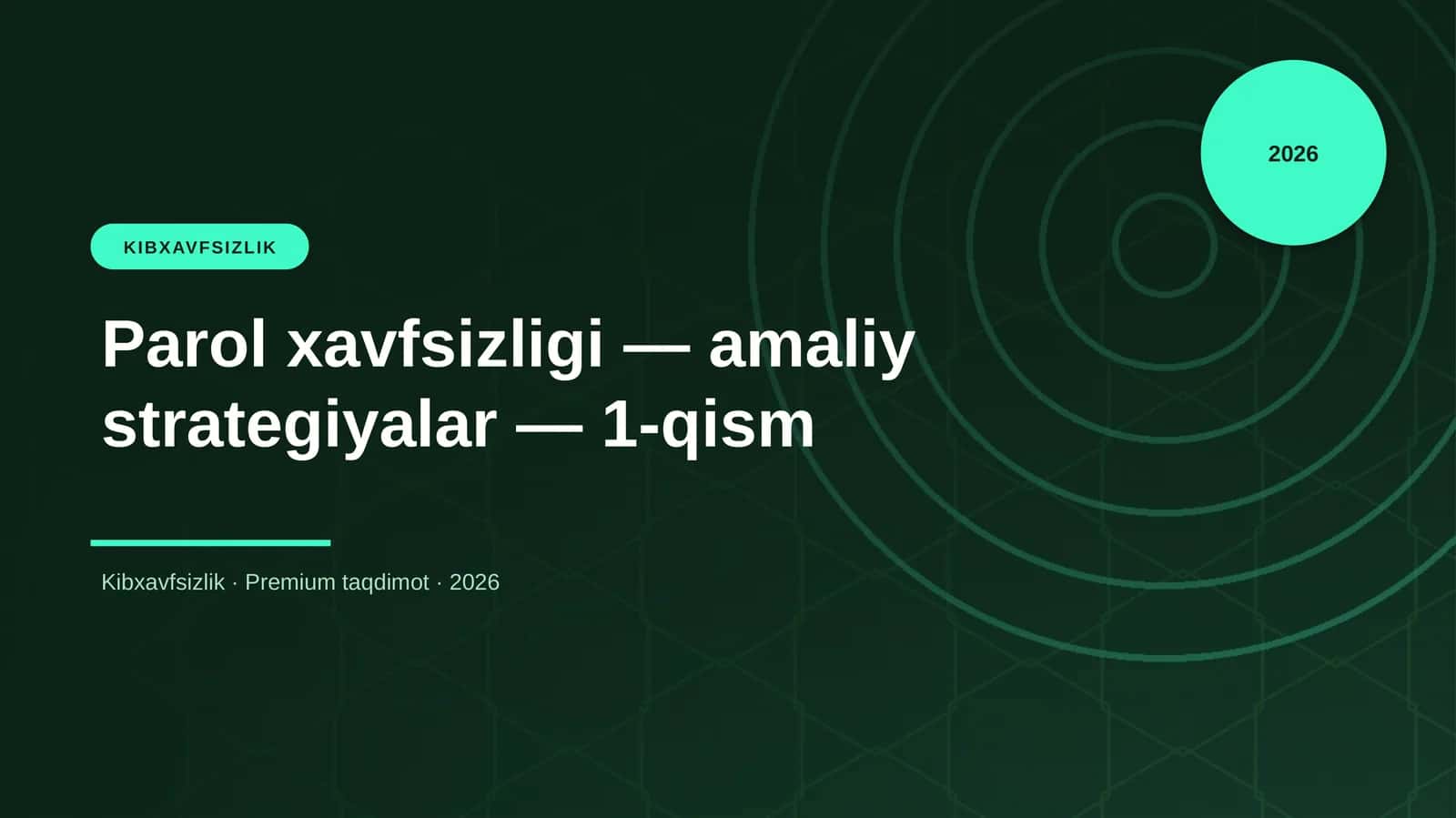 Parol xavfsizligi — amaliy strategiyalar — 1-qism