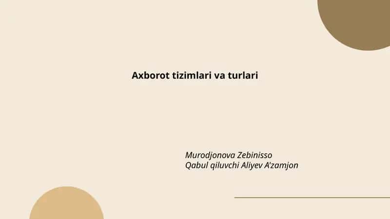 Axborot tizimlari va turlari