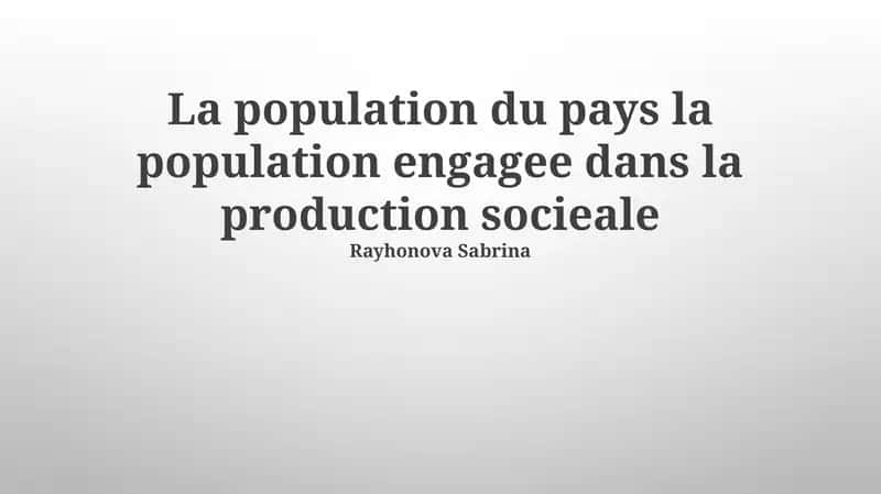 La Population Active dans la Production Sociale