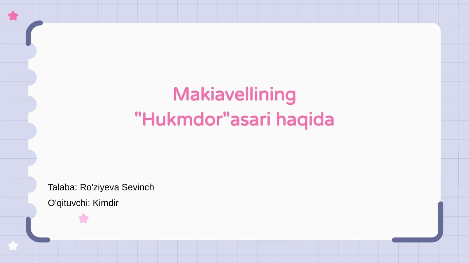 Makiavellining "Hukmdor" asari haqida
