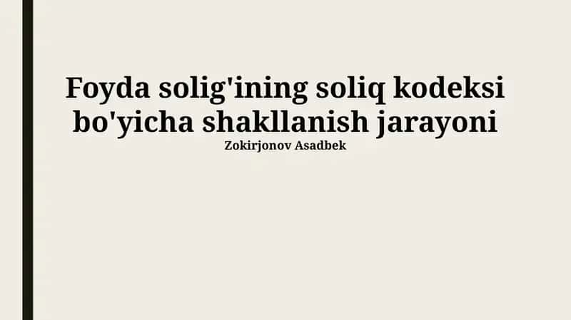 Soliq Bazasining Aniqlanishi va Hisoblanishi