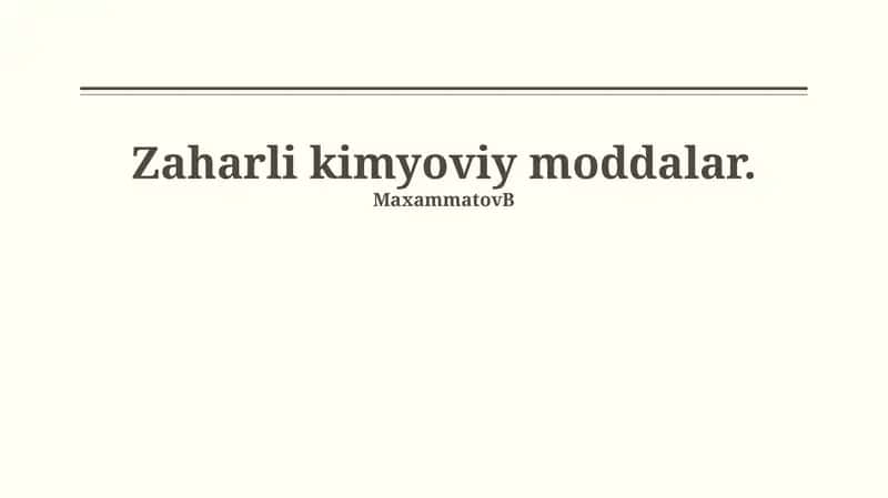 Zaharli kimyoviy moddalar
