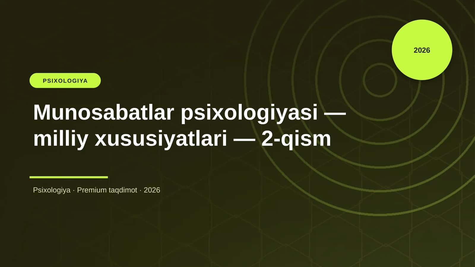 Munosabatlar psixologiyasi — milliy xususiyatlari — 2-qism