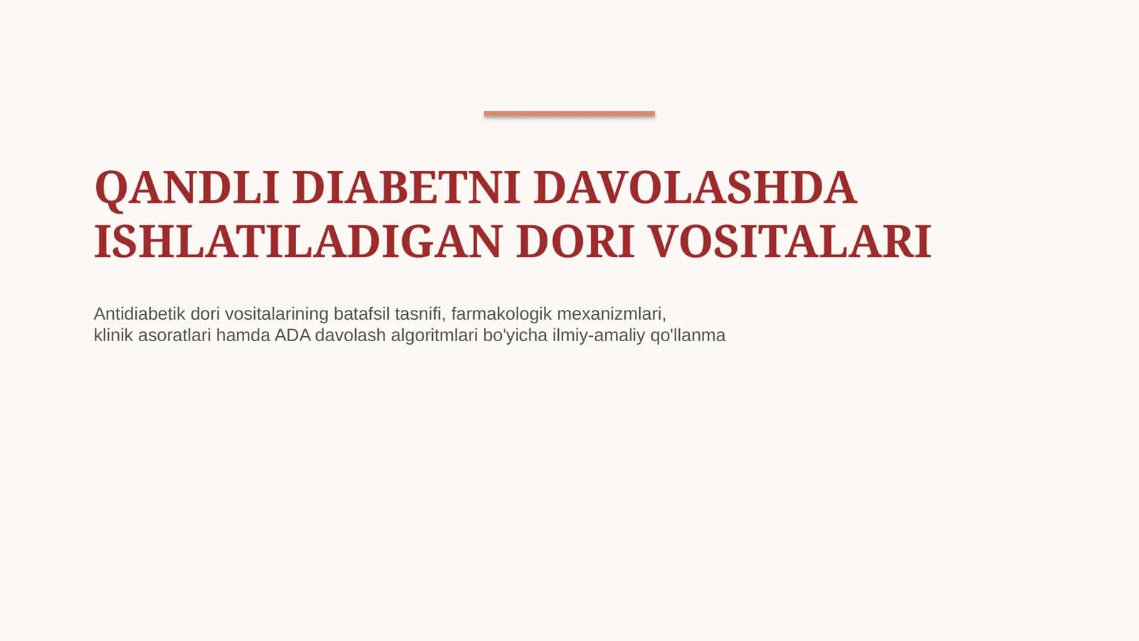 Qandli diabetni davolashda ishlatiladigan dori vositalari | 15 slayd