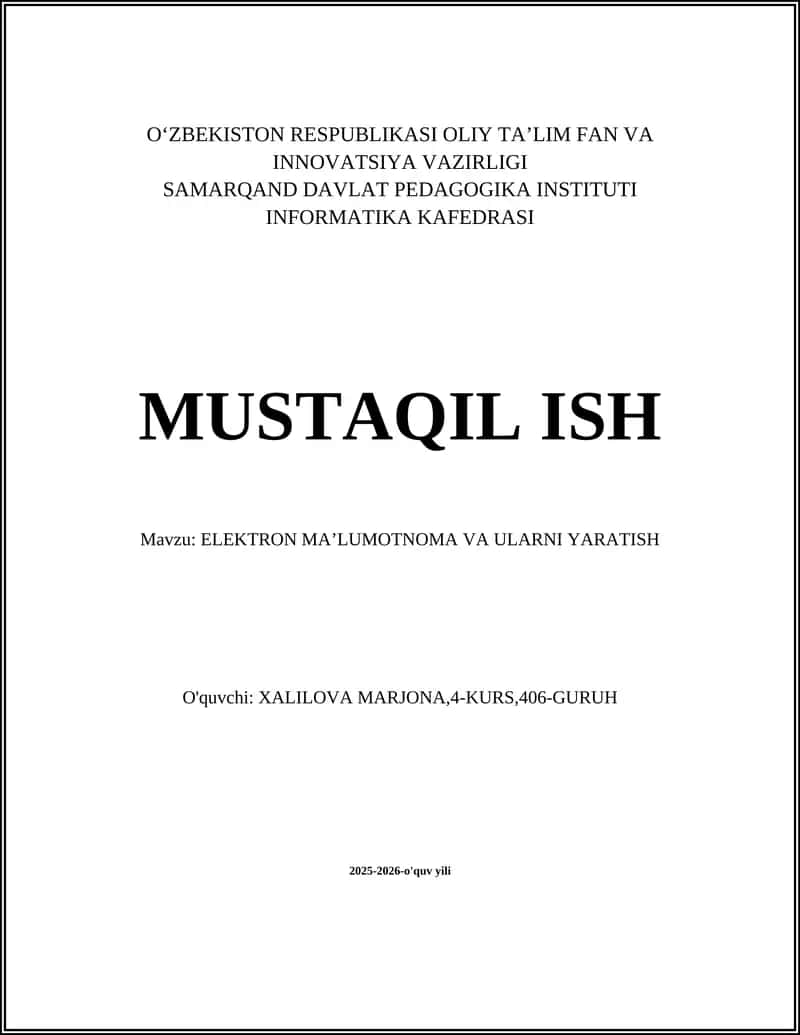 Elektron maʼlumotnoma va ularni yaratish