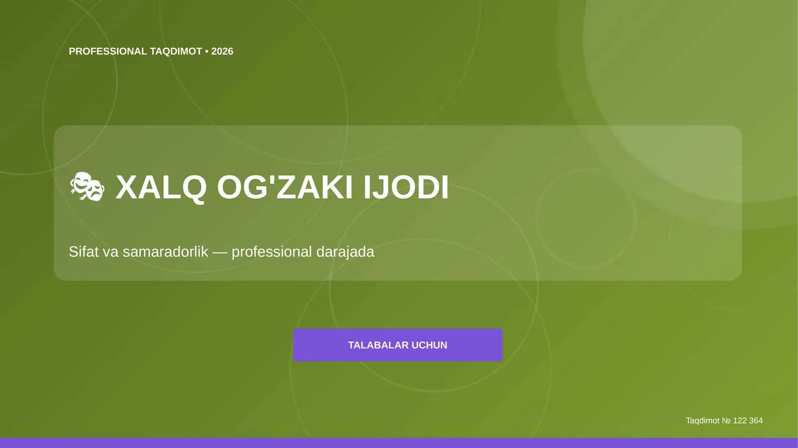 Xalq og'zaki ijodi: sifat va samaradorlik