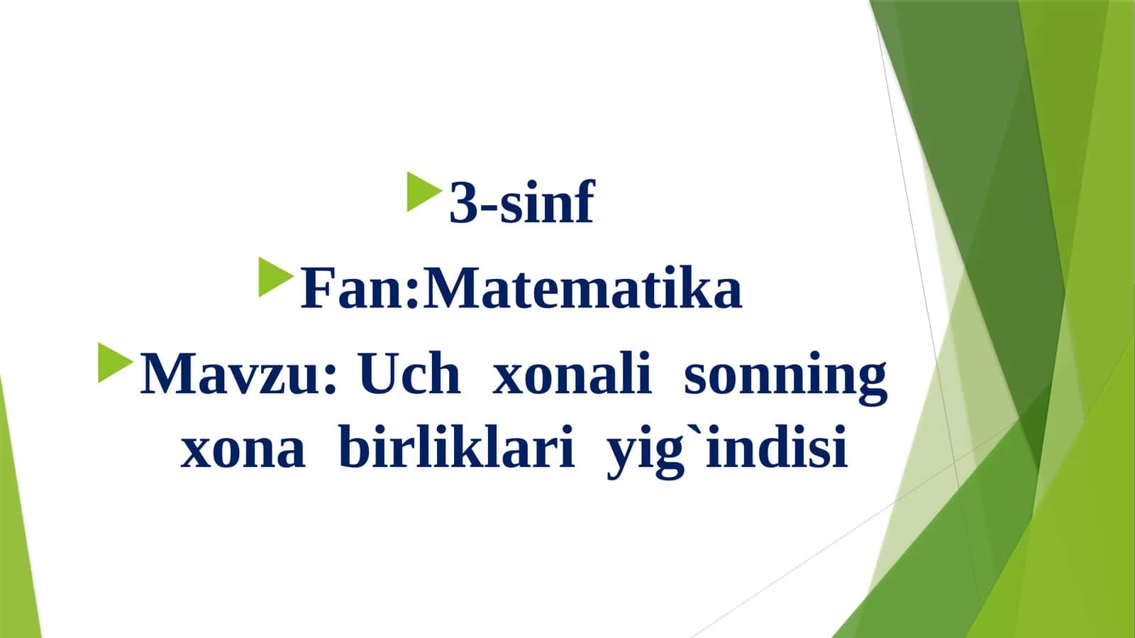 Uchxonalisonningxonabirliklariyig`indisi