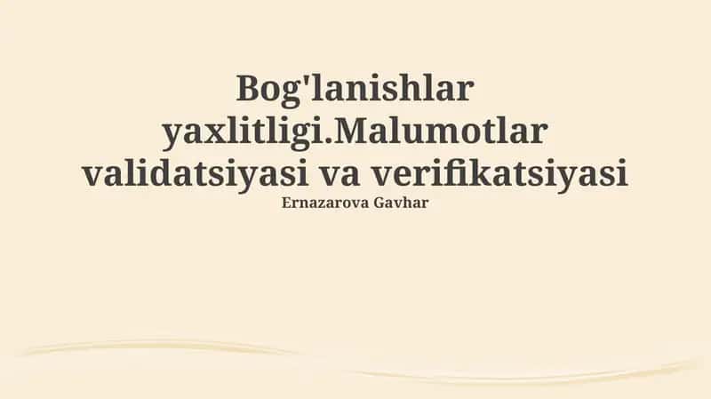 Malumotlar yaxlitligi