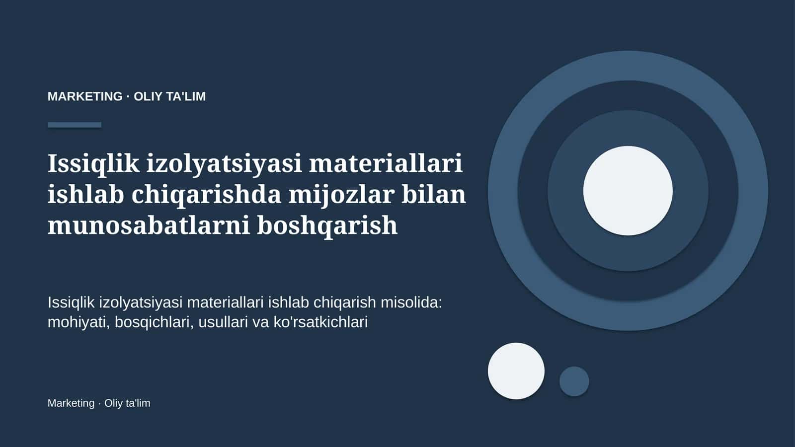 Issiqlik izolyatsiyasi materiallari ishlab chiqarishda mijozlar bilan munosabatlarni boshqarish