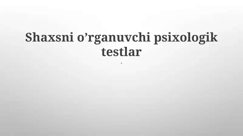 Shaxsiyat Testlari