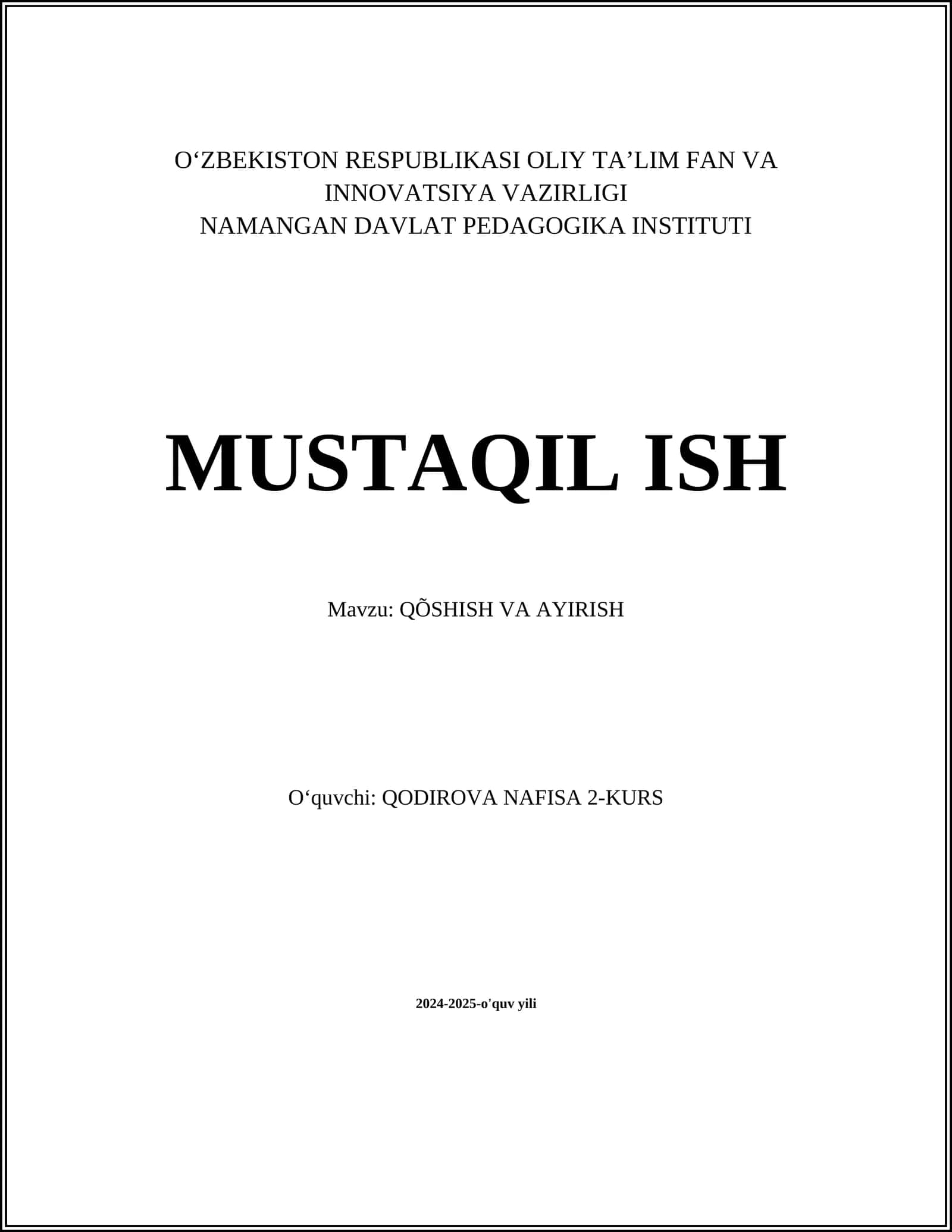 Qaytarish qoidasini qo‘llash