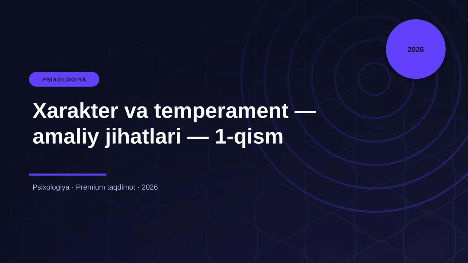 Xarakter va temperament — amaliy jihatlari — 1-qism