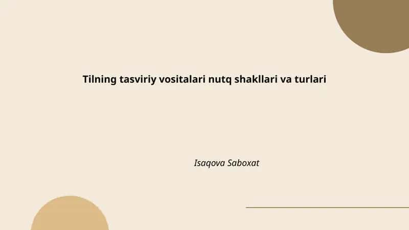 Tilning tasviriy vositalari nutq shakllari va turlari