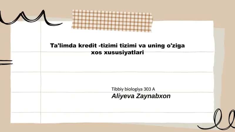 Ta'limda kredit tizimi va uning o'ziga xos xususiyatlari