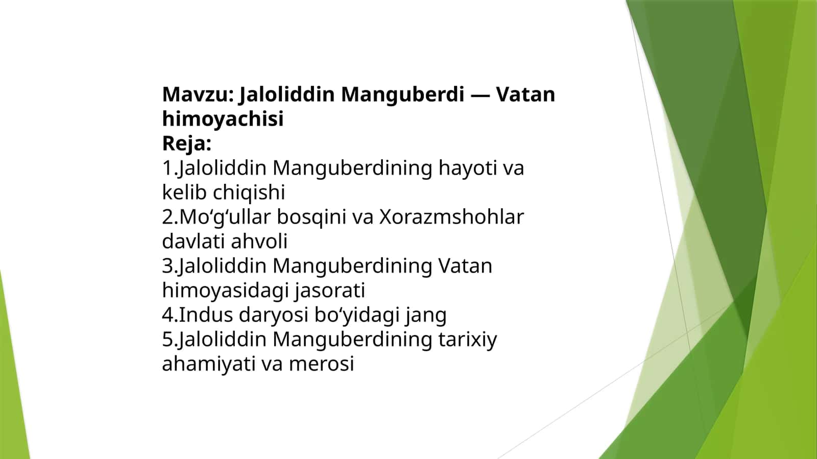 Jaloliddin Manguberdi — Vatan himoyachisi