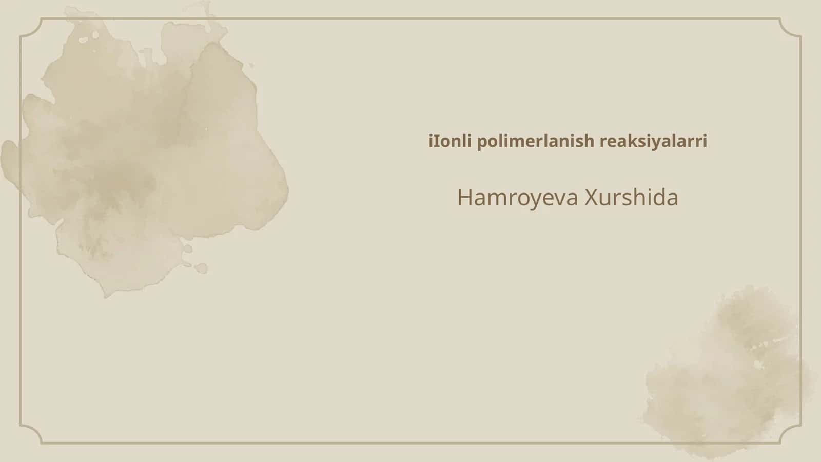 Ionli polimerlanish reaksiyalarri
