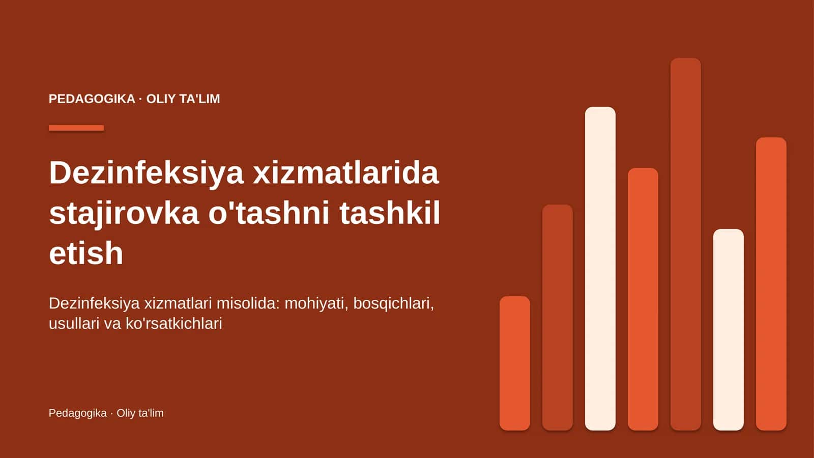 Dezinfeksiya xizmatlarida stajirovka o'tashni tashkil etish