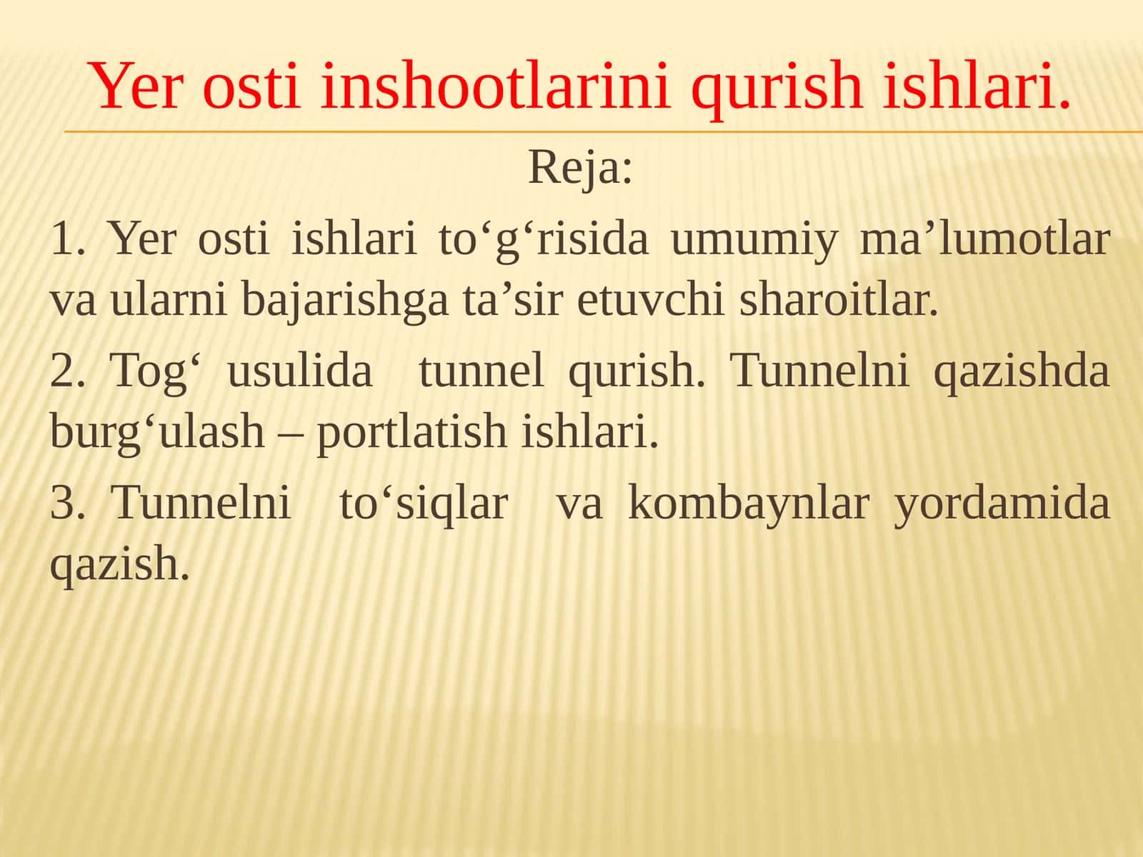 Yerosti inshootlarini qurish ishlari