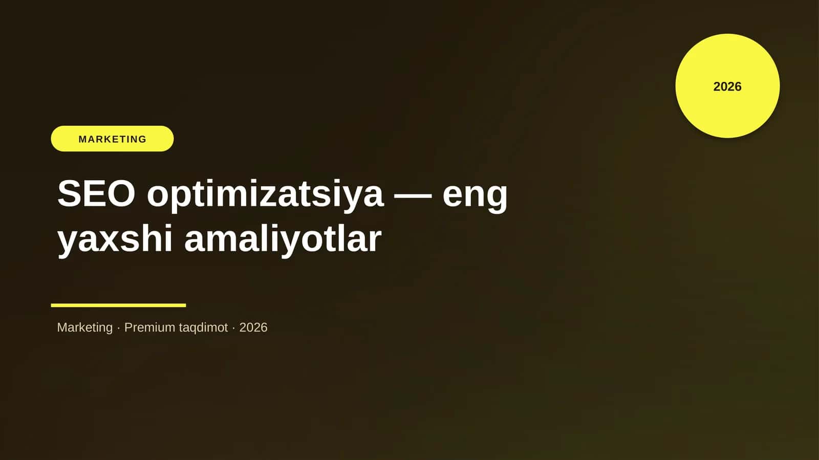 SEO optimizatsiya — eng yaxshi amaliyotlar