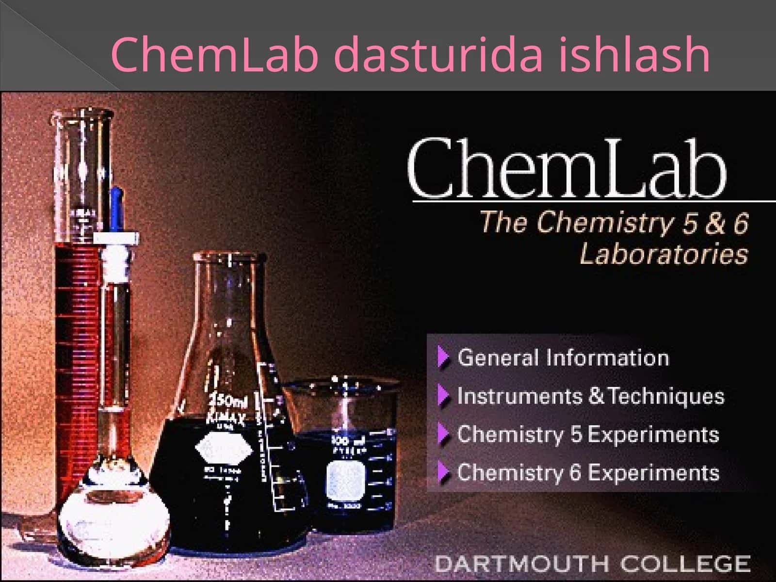 ChemLab dasturida ishlash