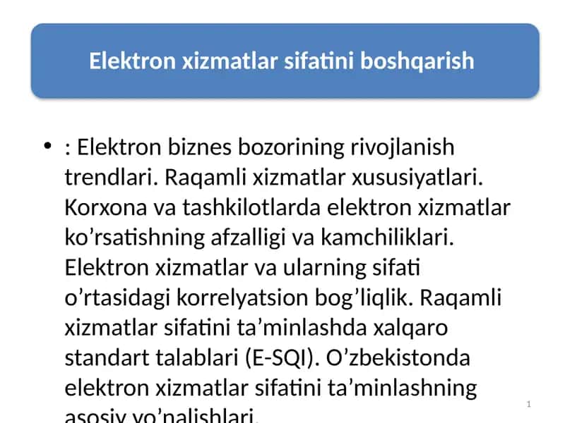 Elektron biznes bozorining rivojlanish trendlari