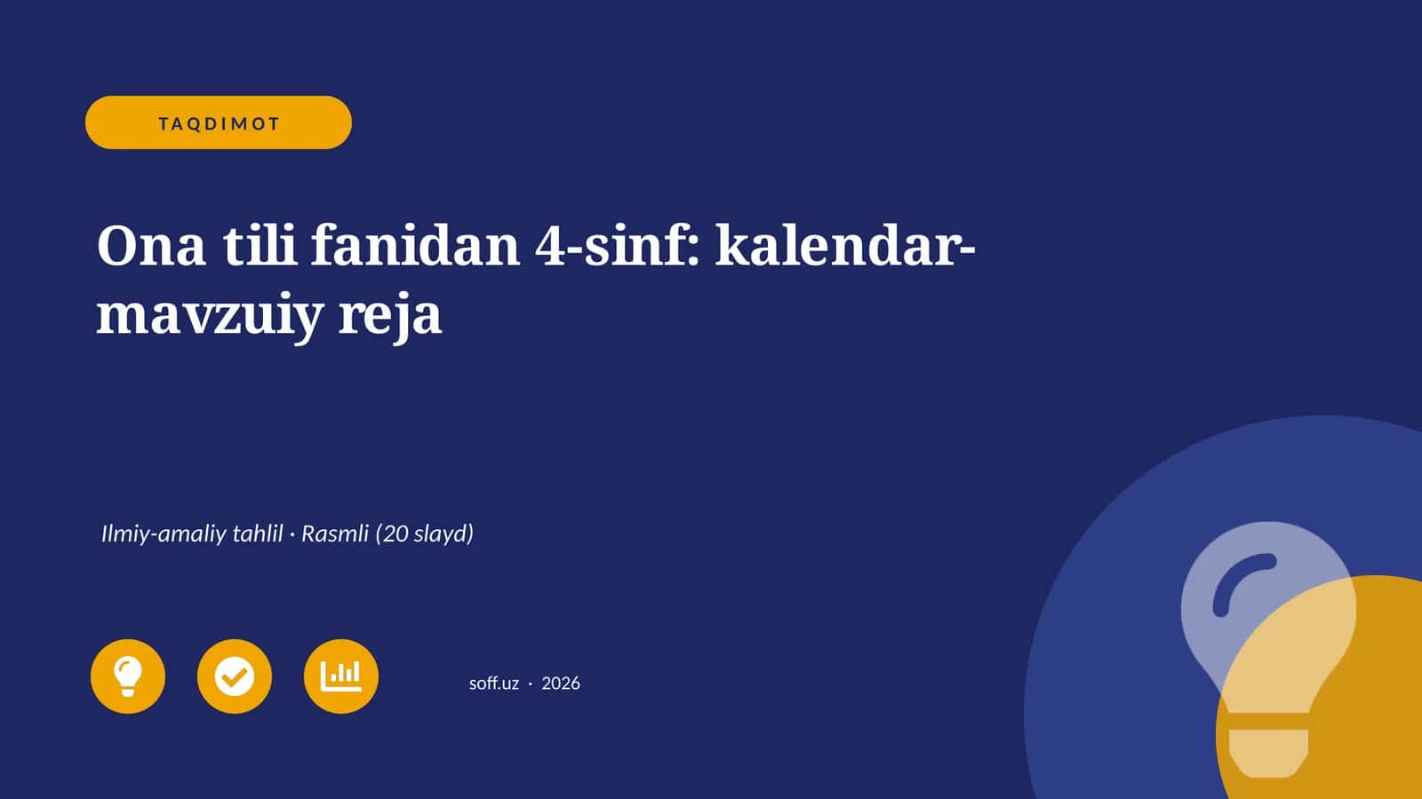 Ona tili fanidan 4-sinf: kalendar-mavzuiy reja