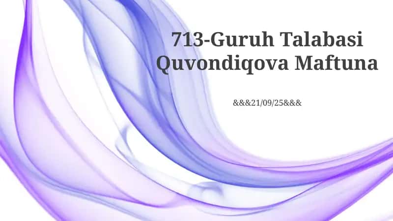Guruh Talabasi Quvondiqova Maftuna