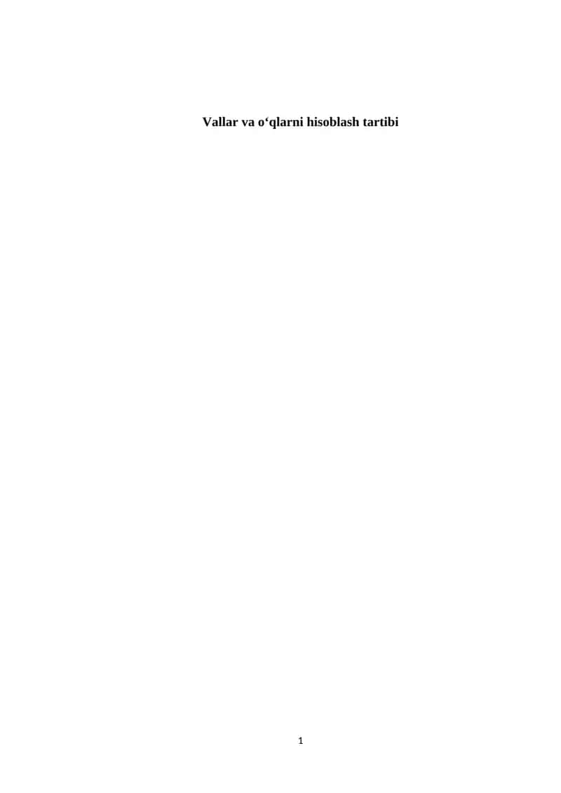 Vallar va oʻqlarni hisoblash tartibi