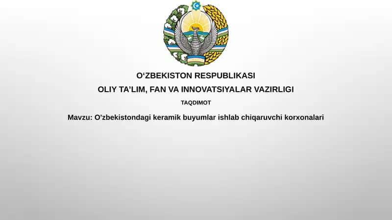 O'zbekistondagi keramik buyumlari ishlab chiqaruvchi korxonalari