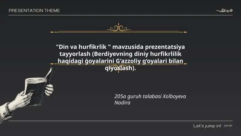 Din va hurfikrlik mavzusida prezentatsiya tayyorlash