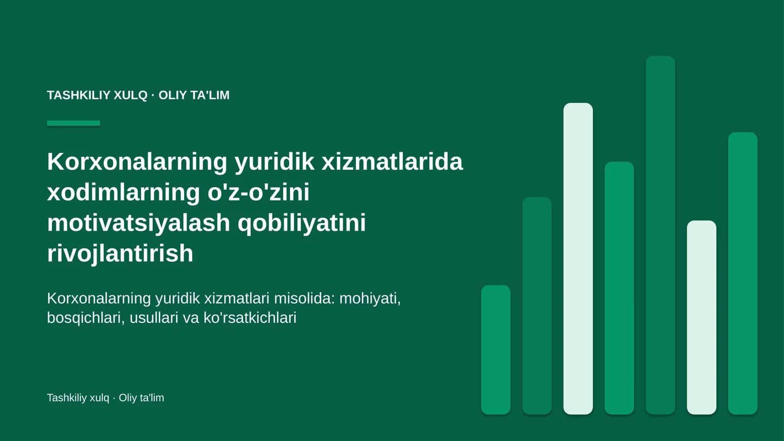 Korxonalarning yuridik xizmatlarida xodimlarning o'z-o'zini motivatsiyalash qobiliyatini rivojlantirish