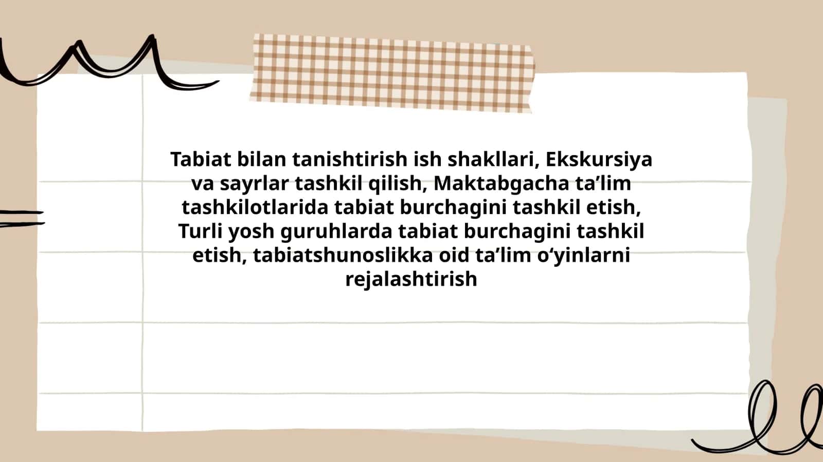 Tabiat bilan tanishtirish ish shakllari