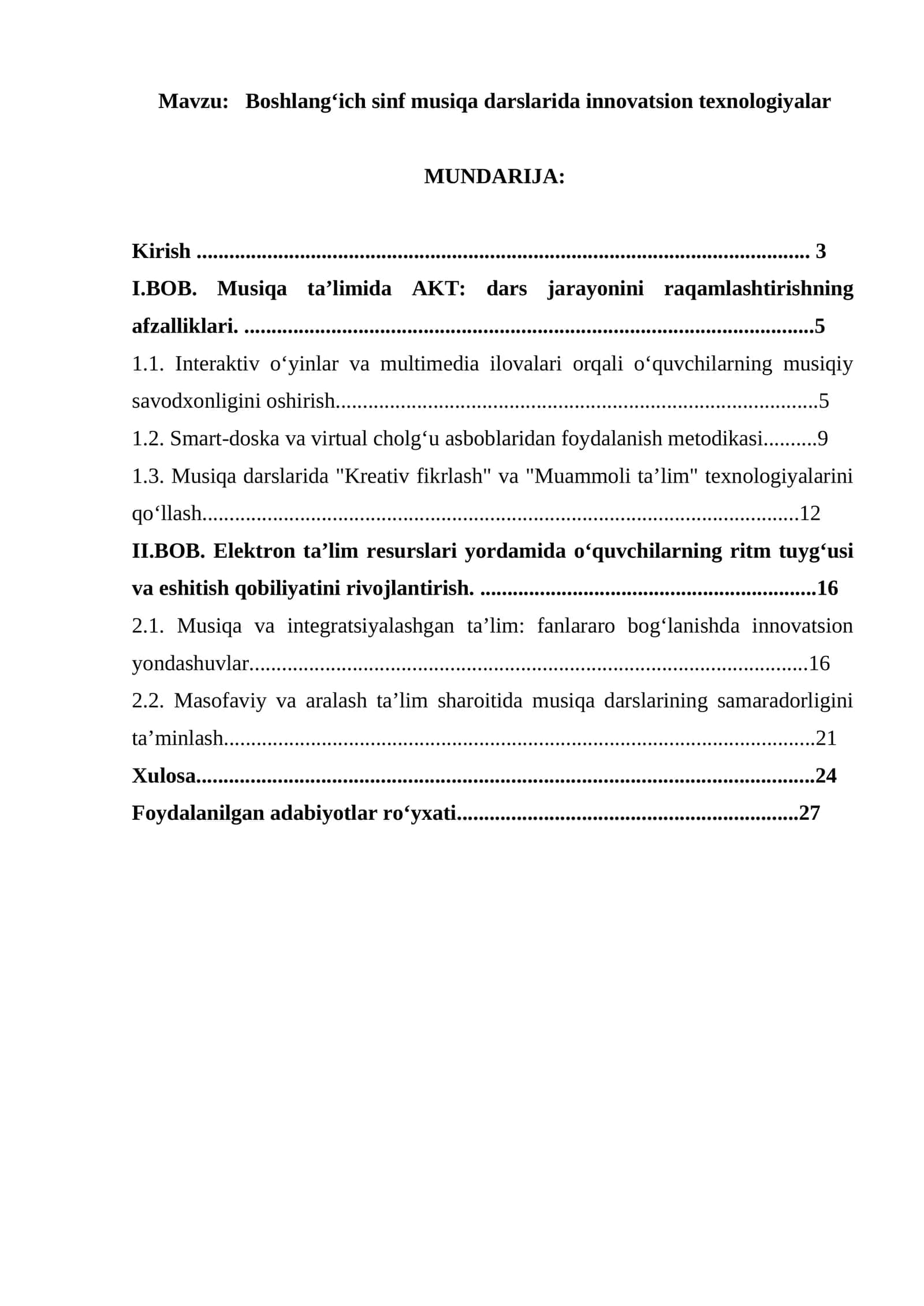 Boshlang‘ich sinf musiqa darslarida innovatsion texnologiyalar