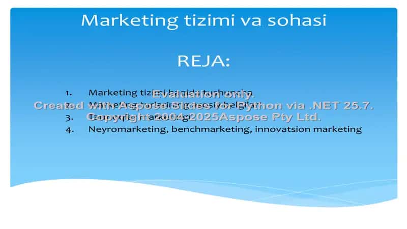 Marketing tizimi va sohasi